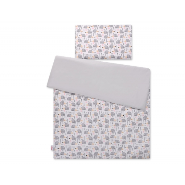 Babybett Bettwäsche Set 2-tlg - Igel grau