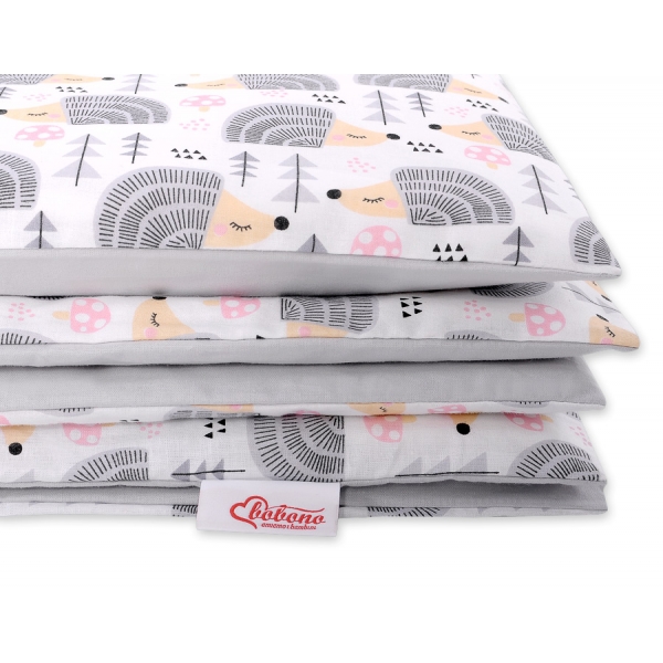 Babybett Bettwäsche Set 2-tlg - Igel grau