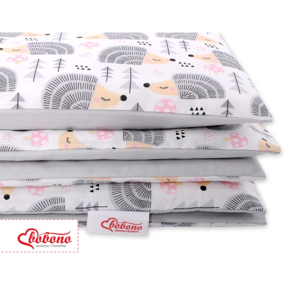 Babybett Bettwäsche Set 2-tlg - Igel grau