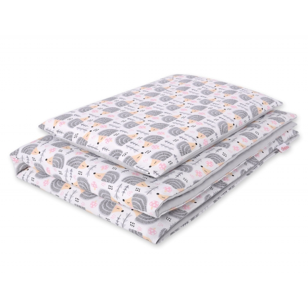 Babybett Bettwäsche Set 2-tlg - Igel grau