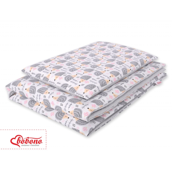 Babybett Bettwäsche Set 2-tlg - Igel grau