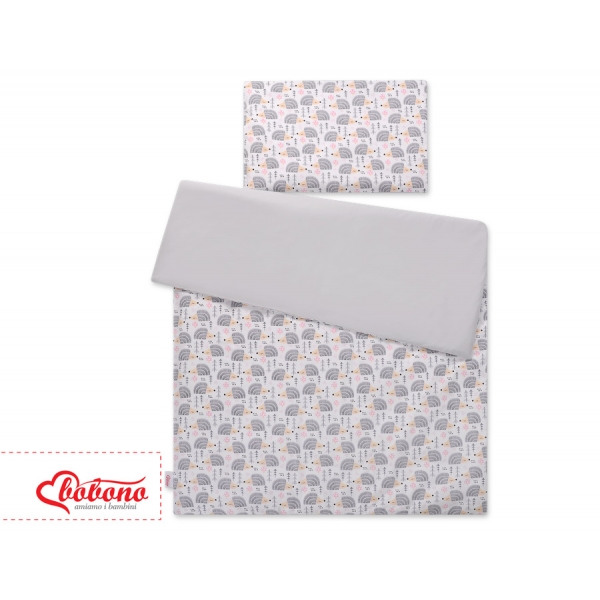 Babybett Bettwäsche Set 2-tlg - Igel grau