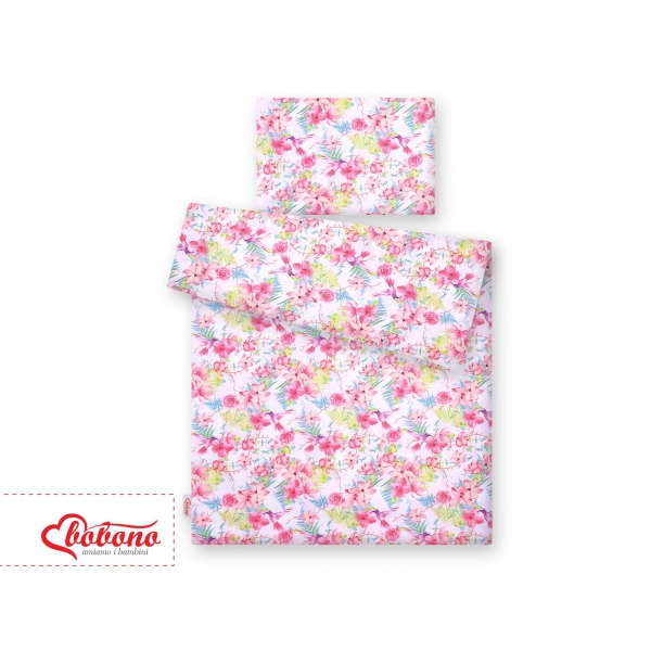 Babybett Bettwäsche Set 2-tlg - Kolibri in Blumen