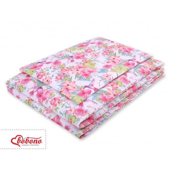 Babybett Bettwäsche Set 2-tlg - Kolibri in Blumen