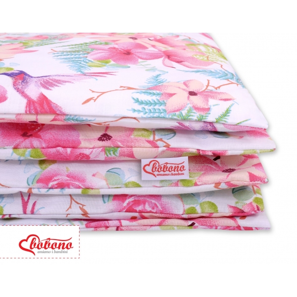 Babybett Bettwäsche Set 2-tlg - Kolibri in Blumen