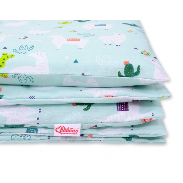 Babybett Bettwäsche Set 2-tlg - Lamas minze