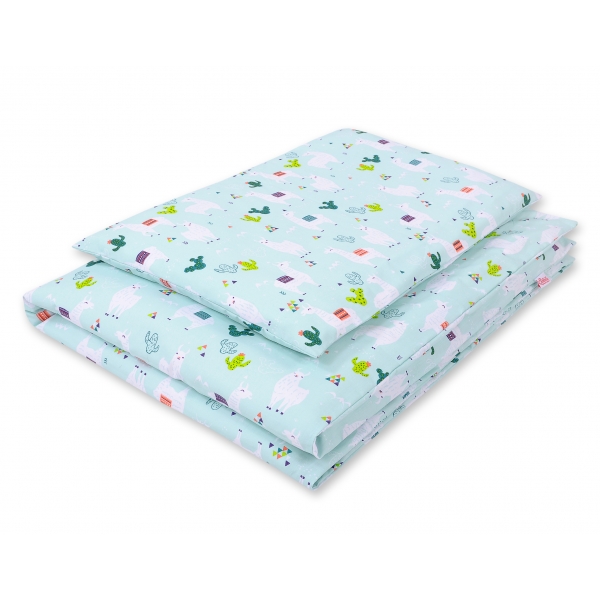 Babybett Bettwäsche Set 2-tlg - Lamas minze