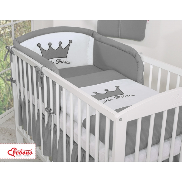 Für Babybett Bettwäsche Set 2-tlg - Little Prince/Princess anthrazit