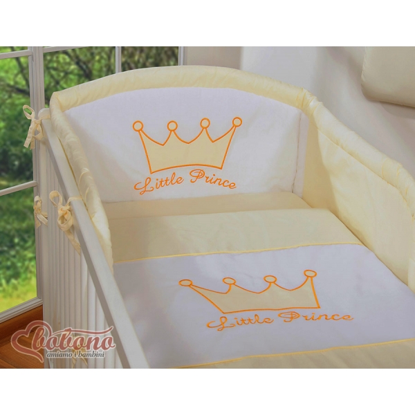 Für Babybett Bettwäsche Set 2-tlg - Little Prince/Princess creme
