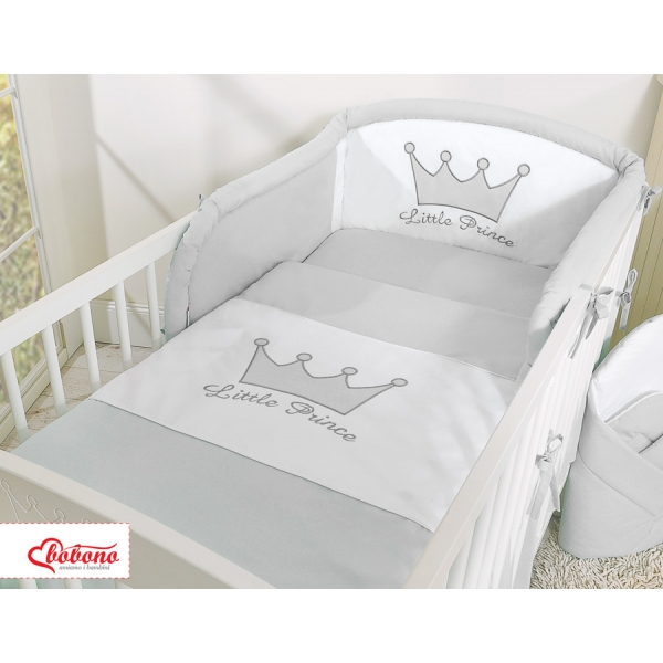 Für Babybett Bettwäsche Set 2-tlg - Little Prince/Princess grau