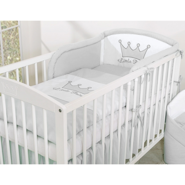 Für Babybett Bettwäsche Set 2-tlg - Little Prince/Princess grau