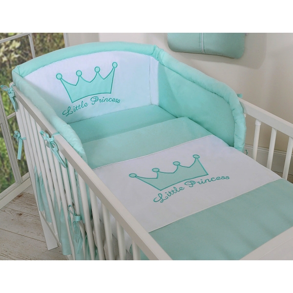Für Babybett Bettwäsche Set 2-tlg - Little Prince/Princess minze