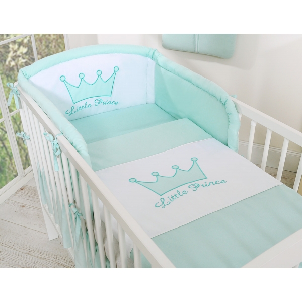 Für Babybett Bettwäsche Set 2-tlg - Little Prince/Princess minze