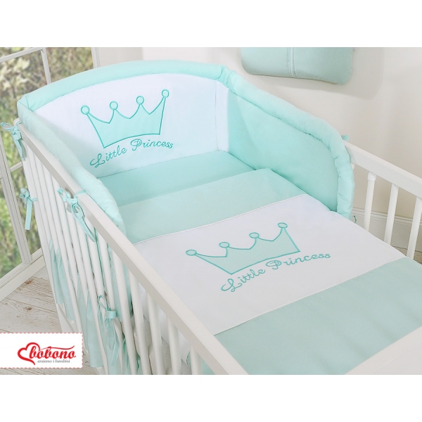 Für Babybett Bettwäsche Set 2-tlg - Little Prince/Princess minze