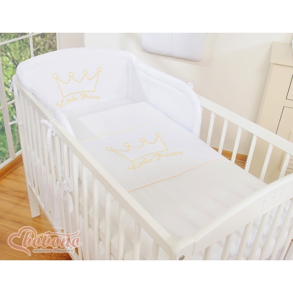 Für Babybett Bettwäsche Set 2-tlg - Little Prince/Princess weiß Bettset