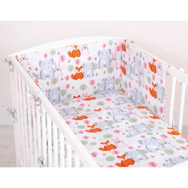 Babybett Bettwäsche Set 2-tlg - lustige Elefanten