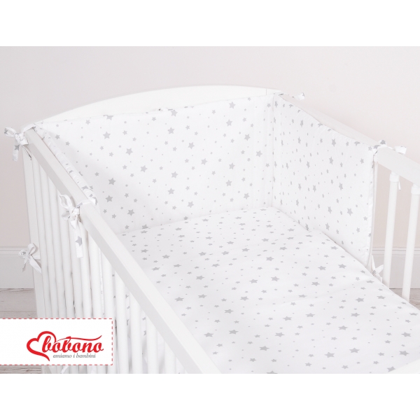 Babybett Bettwäsche Set 2-tlg - Mini Sternchen grau