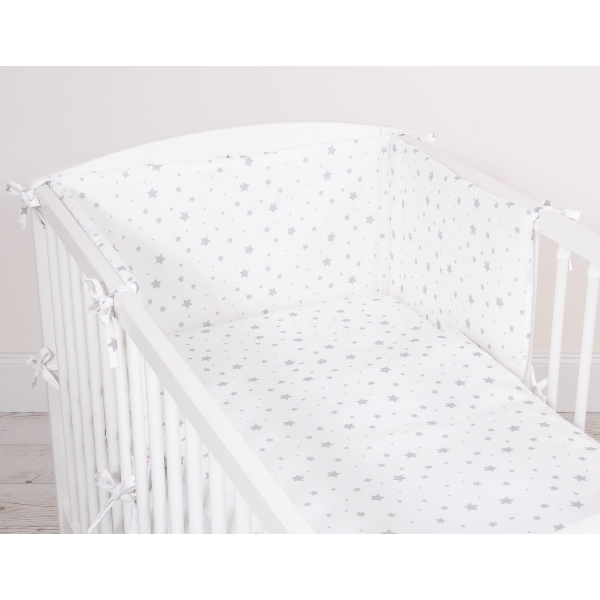 Babybett Bettwäsche Set 2-tlg - Mini Sternchen grau