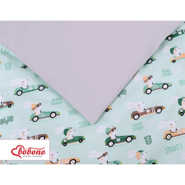 Babybett Bettwäsche Set 2-tlg - Minze Hasen