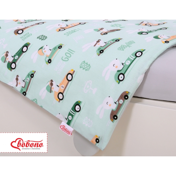Babybett Bettwäsche Set 2-tlg - Minze Hasen