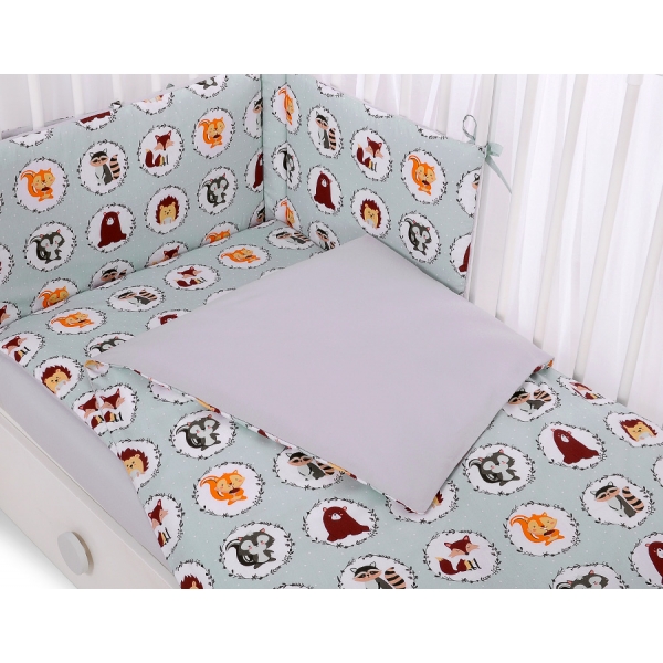 Babybett Bettwäsche Set 2-tlg -Minze Tierchen