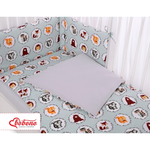 Babybett Bettwäsche Set 2-tlg -Minze Tierchen