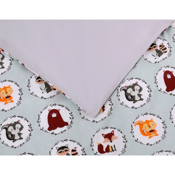 Babybett Bettwäsche Set 2-tlg -Minze Tierchen