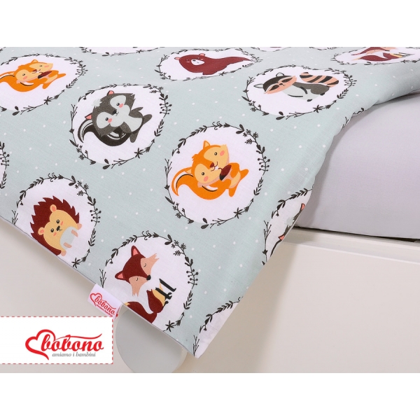 Babybett Bettwäsche Set 2-tlg -Minze Tierchen