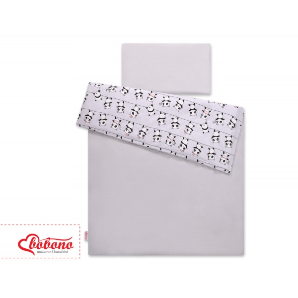 Babybett Bettwäsche Set 2-tlg - Panda grau