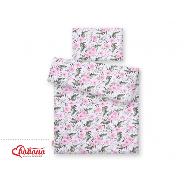Babybett Bettwäsche Set 2-tlg - rosa Blüten