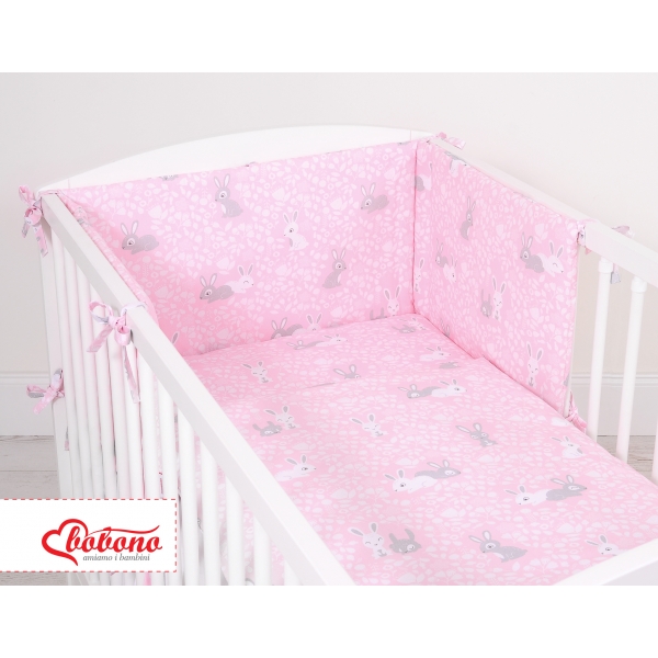 Babybett Bettwäsche Set 2-tlg - rosa Hasen