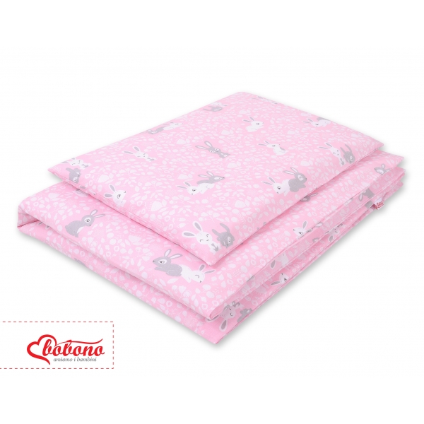 Babybett Bettwäsche Set 2-tlg - rosa Hasen