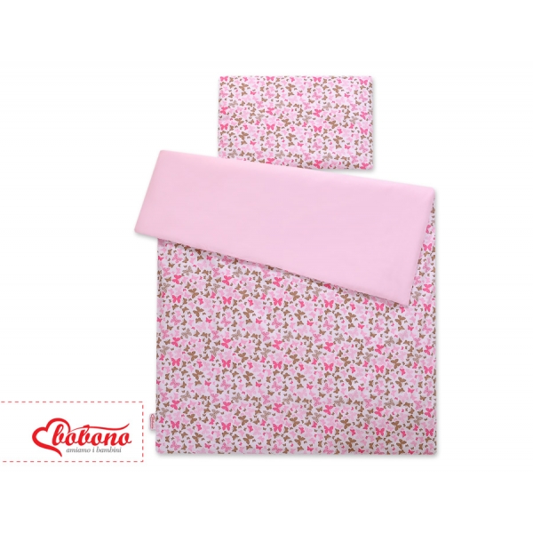 Babybett Bettwäsche Set 2-tlg - rosa Schmetterlinge