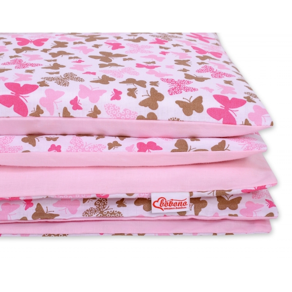 Babybett Bettwäsche Set 2-tlg - rosa Schmetterlinge