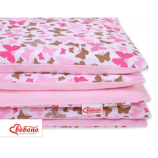 Babybett Bettwäsche Set 2-tlg - rosa Schmetterlinge