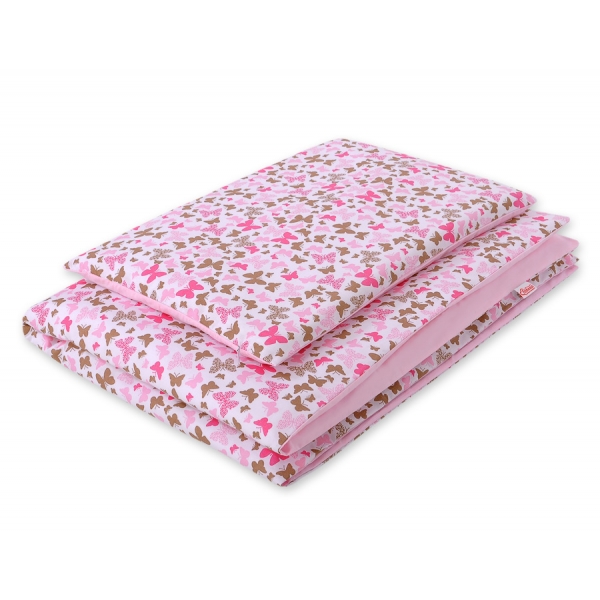 Babybett Bettwäsche Set 2-tlg - rosa Schmetterlinge