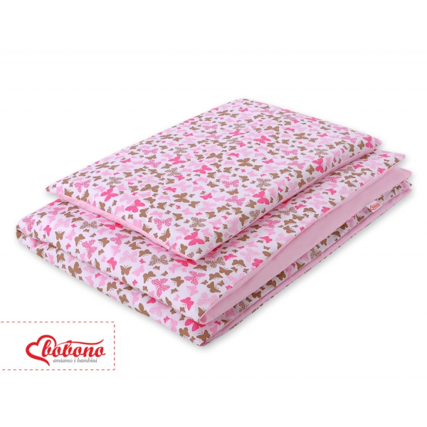 Babybett Bettwäsche Set 2-tlg - rosa Schmetterlinge