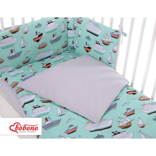 Babybett Bettwäsche Set 2-tlg - Schiffe minze