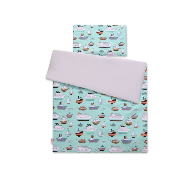 Babybett Bettwäsche Set 2-tlg - Schiffe minze