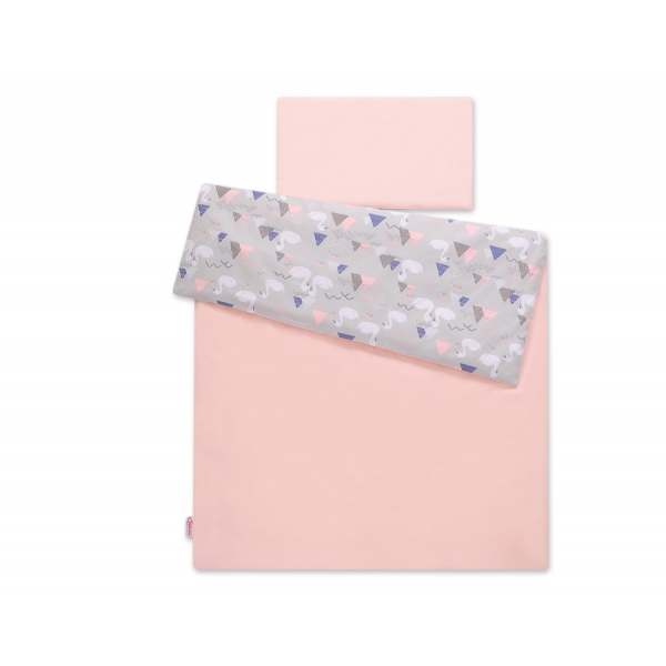 Babybett Bettwäsche Set 2-tlg - Schwäne grau