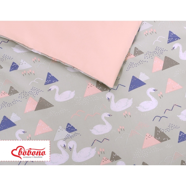 Babybett Bettwäsche Set 2-tlg - Schwäne grau