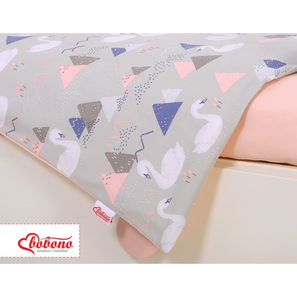 Babybett Bettwäsche Set 2-tlg - Schwäne grau