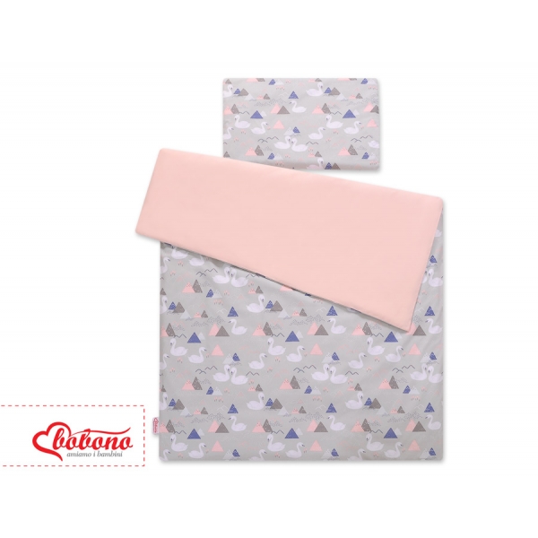 Babybett Bettwäsche Set 2-tlg - Schwäne grau