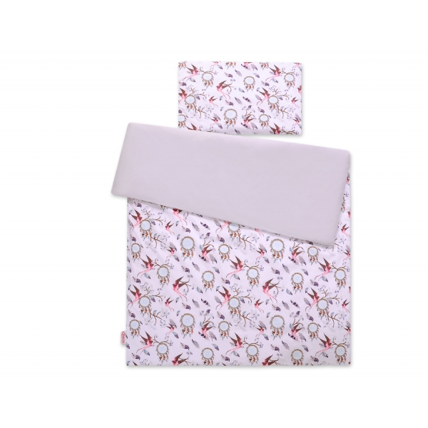 Babybett Bettwäsche Set 2-tlg - Schwalben rosa