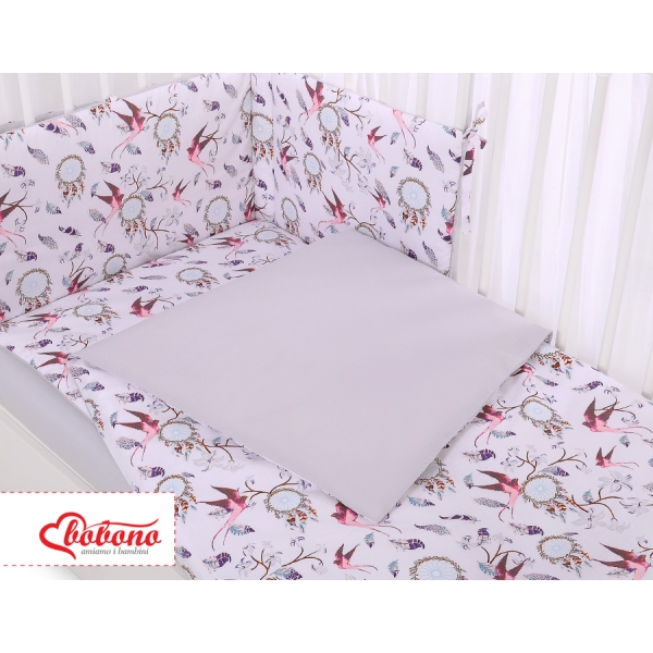 Babybett Bettwäsche Set 2-tlg - Schwalben rosa