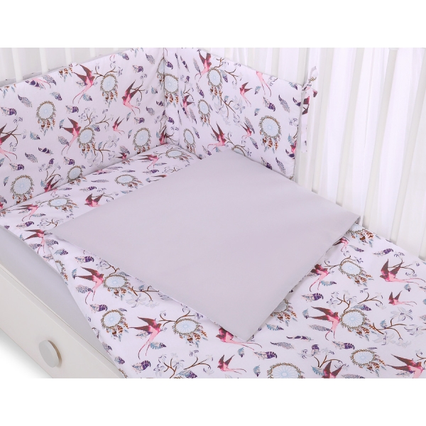 Babybett Bettwäsche Set 2-tlg - Schwalben rosa