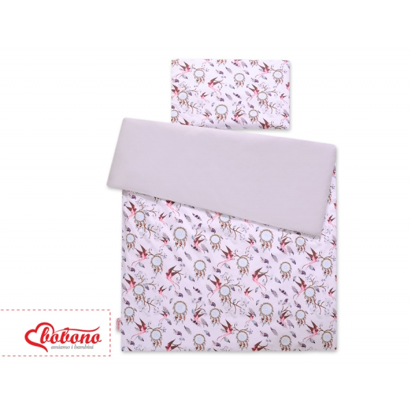 Babybett Bettwäsche Set 2-tlg - Schwalben rosa
