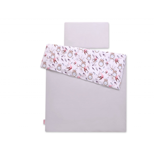 Babybett Bettwäsche Set 2-tlg - Schwalben rosa