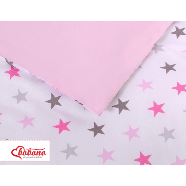 Babybett Bettwäsche Set 2-tlg - Sternen rosa - grau /rosa