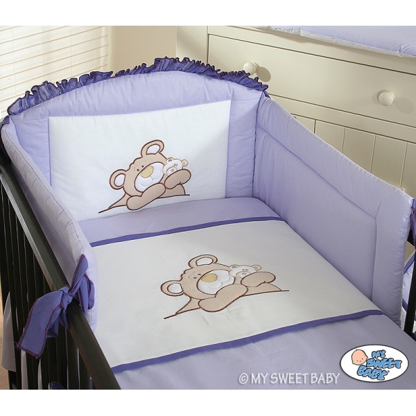 Babybett Bettwäsche Set 2-tlg - Teddy Bär Barnaba lila